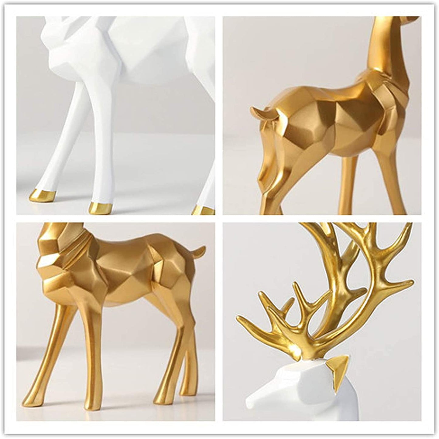 EIUY Nordic Style Origami Elk,Resin Sitting Standing Deer Statues, Creative Craft Reindeer Figurines，Ornaments Living Room TV Cabinet Wine Cabinet Gifts for Home Decoration One Pair (Black)