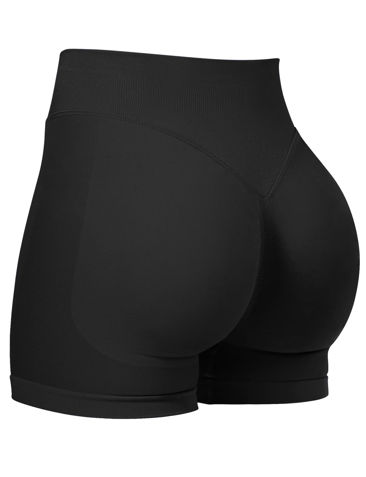 Buauty Women Workout Shorts 3.6" Butt Lifting High-Waisted Seamless Pants Scrunch Booty Athletic Gym Yoga Biker Shorts Black XS