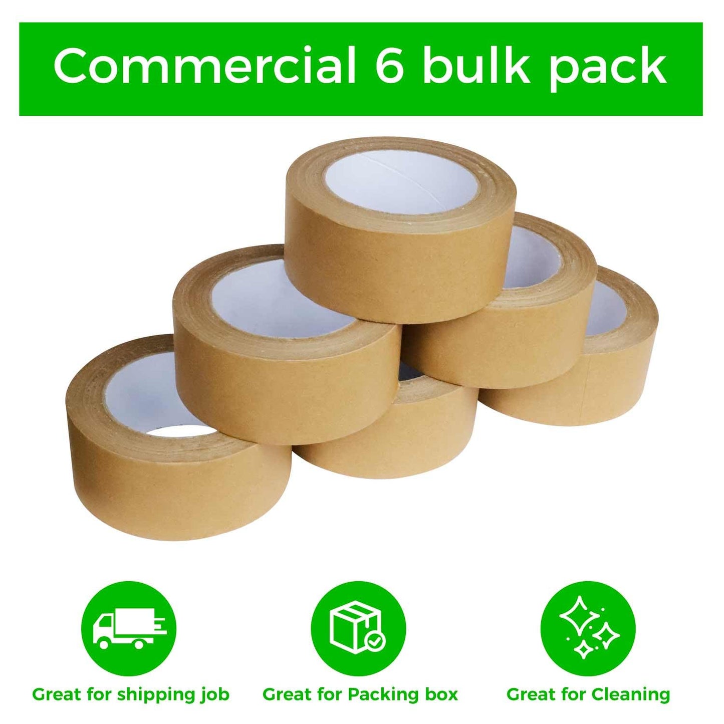 KMLYDGS 6 Rolls (2 inch x 55 Yard) Heavy Duty Kraft Paper Packing Tape – Premium Brown Packing Tape That's eco-Friendly, writable, and Perfect for Packing, Sealing & Masking