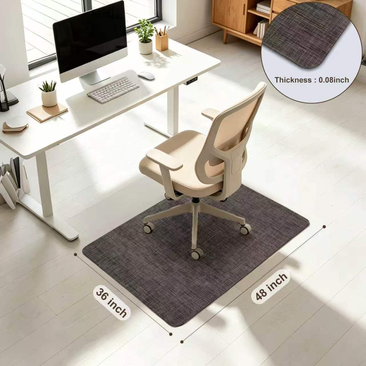Riveroy Office Chair Mat for Hardwood Floors,Not for Carpets,(Black, “48 x36in”)