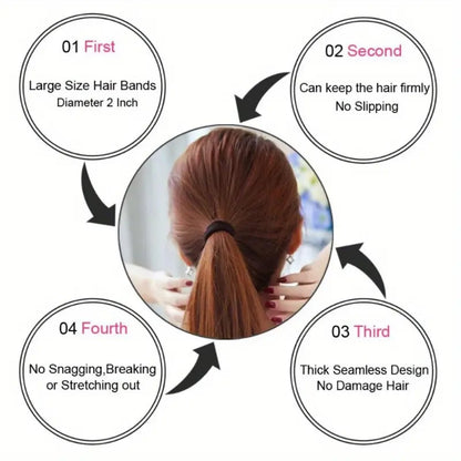 100PCS Elastic Hair Accessories - Seamless Cotton Hair Bands, Soft Ponytail Holders for Thick/Thin Hair, No Damage Elastics for Women (Black)