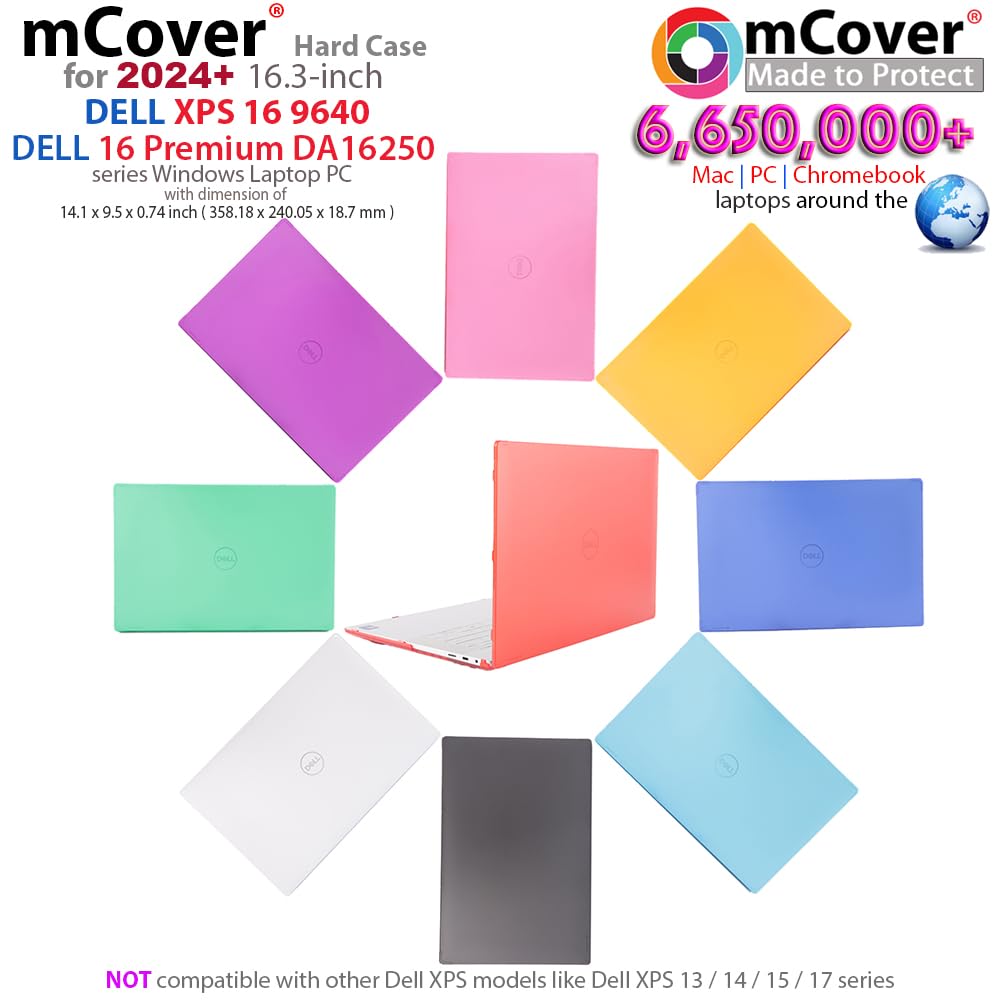 mCover Case ONLY Compatible for 2024 or Later 16.3" Dell 16 Premium DA16250 and XPS 16 9640 Series non-2-in-1 Traditional Windows Notebook Computers (NOT Fitting Any Other Dell Models) - Pink