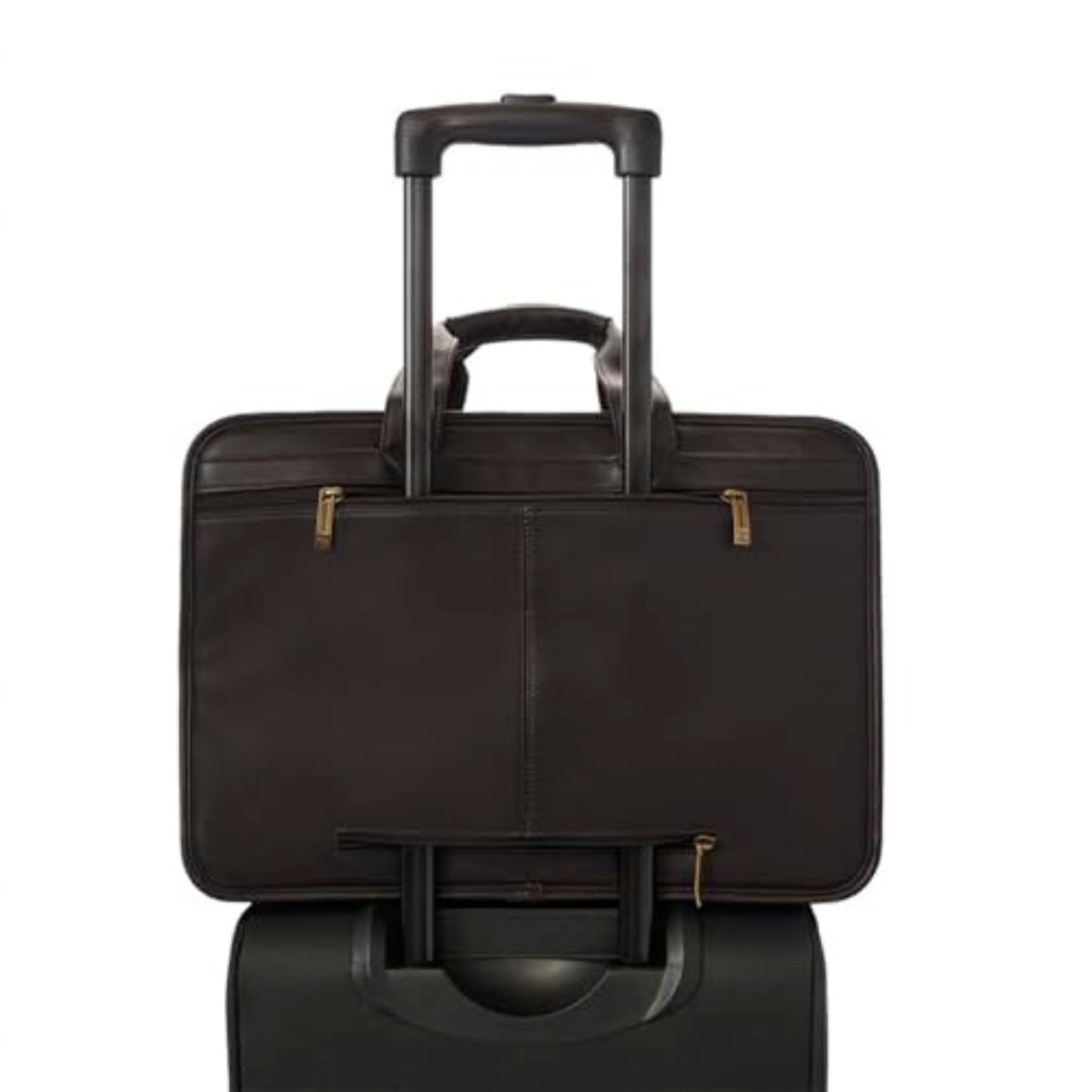 Solo New York Briefcase - Laptop Carrying Bag for Women & Men, Brief for Travel & Work, Padded Shoulder Strap, Premium Leather Body, Fits 15.6" Computer - Espresso