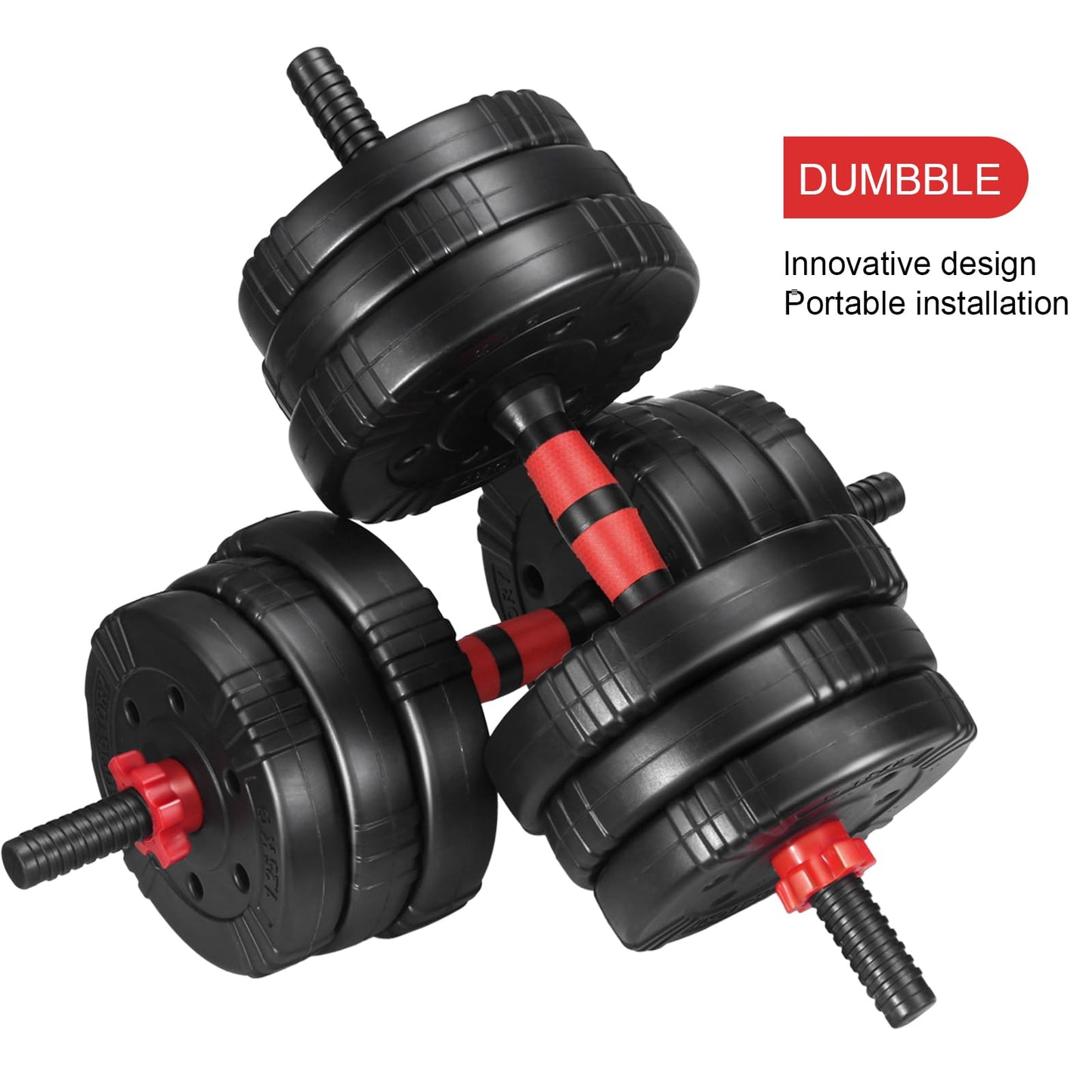 EDOSTORY Adjustable Dumbbell Set, 22/44/66/88lbs Free Weights, 4-in-1 Barbell & Kettlebell Set, Non-slip Handles, Fitness for Men & Women