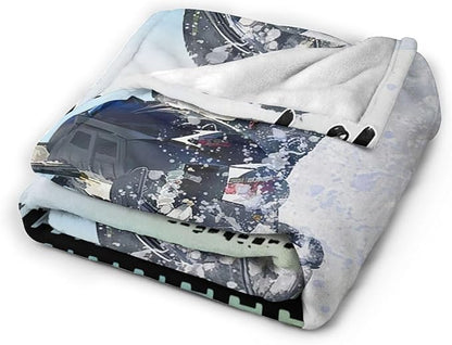 Snowmobile Blanket Decor Gifts for Snowmobile Lover, Flannel Fleece Fuzzy Snow Mobile Throw Blankets, Soft Warm Cozy Plush Sport Blanket Stuff Decoration for Kids Adult 50"x40"