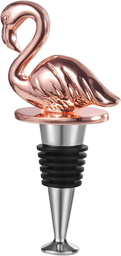 Miicol Wine Stopper, Flamingo Prosecco Topper, Personalised Champagne Stopper, Rose Gold Wine Bottle Accessories, Wine Lovers Gift for Kitchen Decor, Bar, Party, Christmas