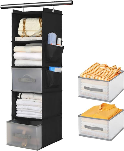 5-layer suspended fabric shelf organizer, equipped