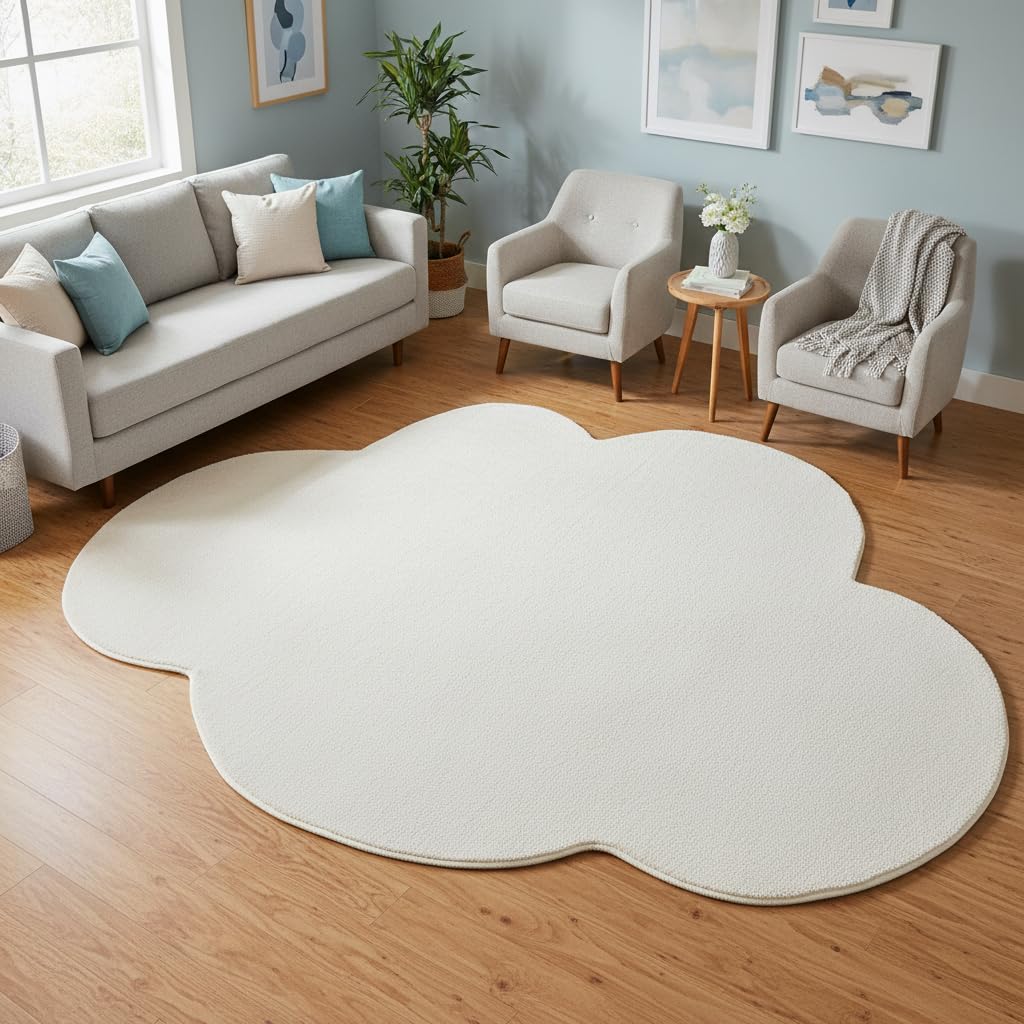 White Ultra Soft Irregular Shaped Rug for Living Room Bedroom Dining Kitchen Cloud Shape Carpet Modern Washable Nursery Playroom Home Office Aesthetic Area Rug Cute Throw Rugs 4x6