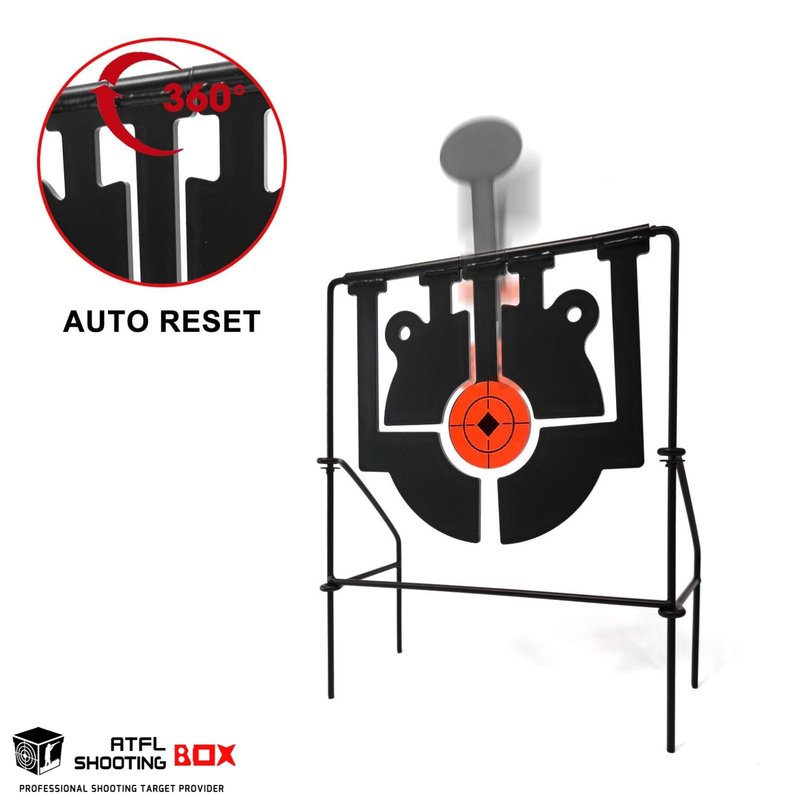 Atflbox 5 in 1 Rimfire Resetting Target, Heavy Metal Spinning Airgun Rifles and Handguns Shooting Target for Outdoor and Backyard, Rated for .22 .25 .30 Caliber