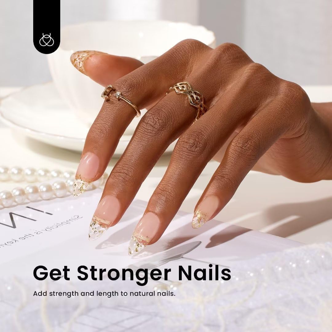 Beetles Builder Gel Set,3 Pcs 8 in 1 Nail Strengthening Apex Building Extension for Beginner DIY Salon at Home,Clear Builder Nail for Nails with Base and Top Coat Gel,UV & LED Lamp Needed