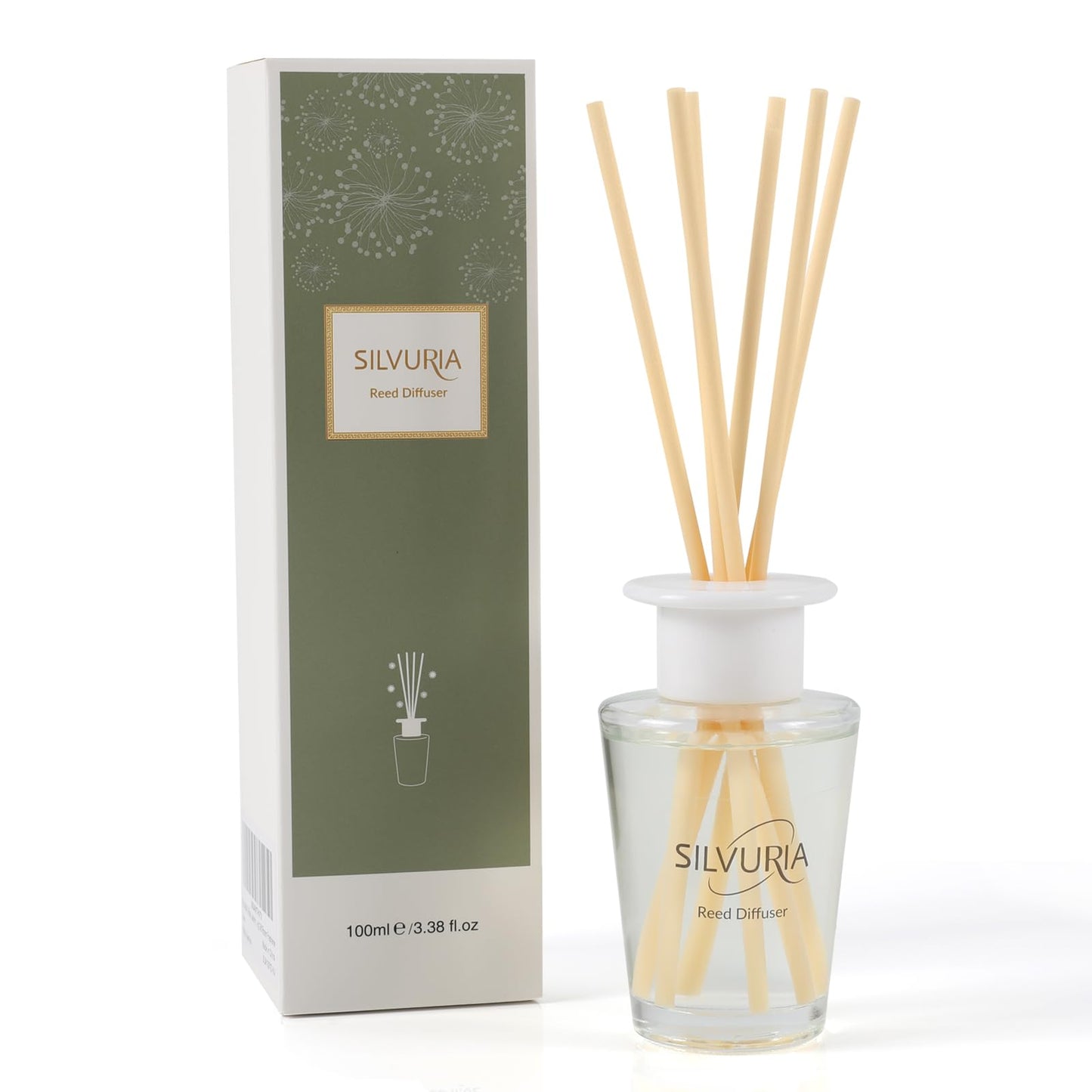 SILVURIA Lavender Eucalyptus Essential Scented Oil Reed Diffuser Set,3.38 fl.oz(100ml) with 6 Sticks,Home Fragrance for Office,Bedroom,Bathroom Decor