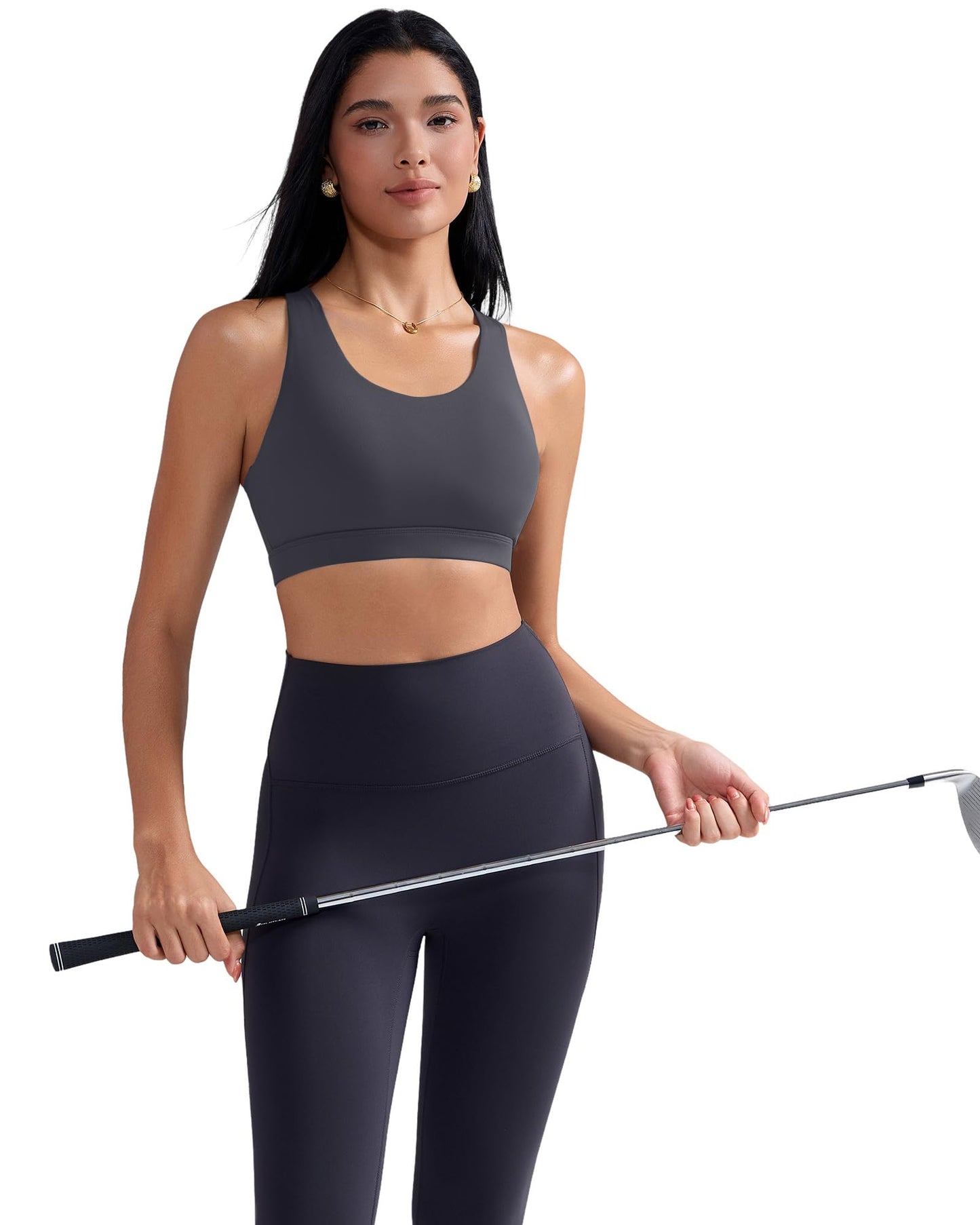 RUNNING GIRL Sports Bra for Women, Criss-Cross Back Padded Strappy Sports Bras Medium Support Yoga Bra with Removable Cups