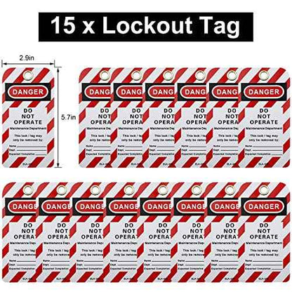 Lockout Tagout Kit Electrical Loto - Group Lockout Hasps, Lockout Tags, Safety Padlocks with Number, Nylon Ties with Pocket Bag(Red Kit)