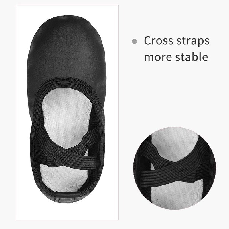 Stelle Ballet Shoes for Girls Boys Close-Fit PU Professional Dance Slippers for Toddler/Little Kid/Big Kid(Black,9MT)