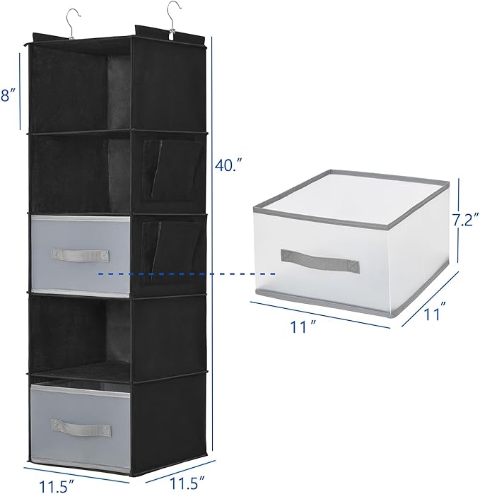 5-layer suspended fabric shelf organizer, equipped