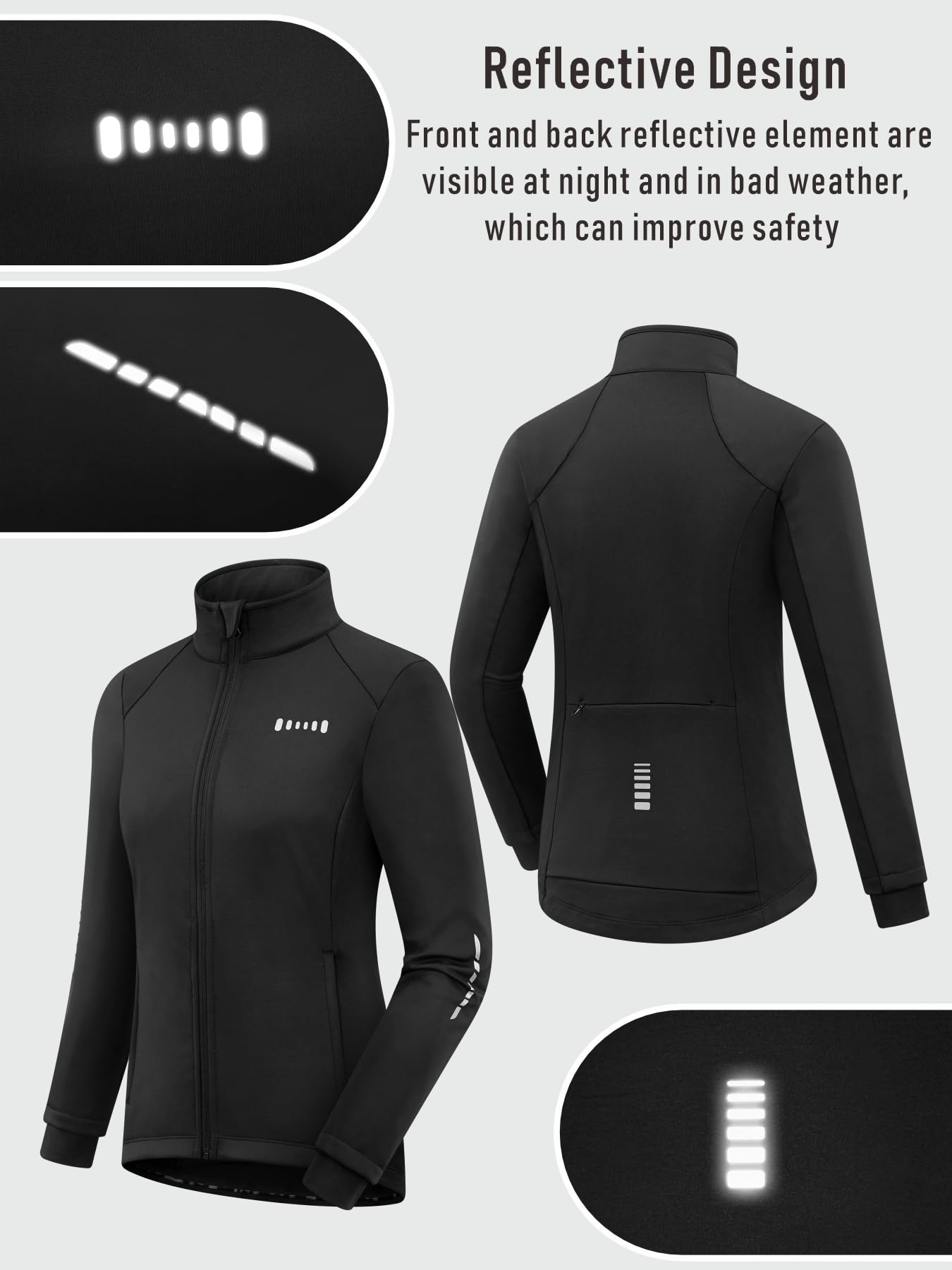 qualidyne Women's Thermal Cycling Jacket Windproof Fleece Lined Softshell Warm Winter Running & Outdoor Biking Coat