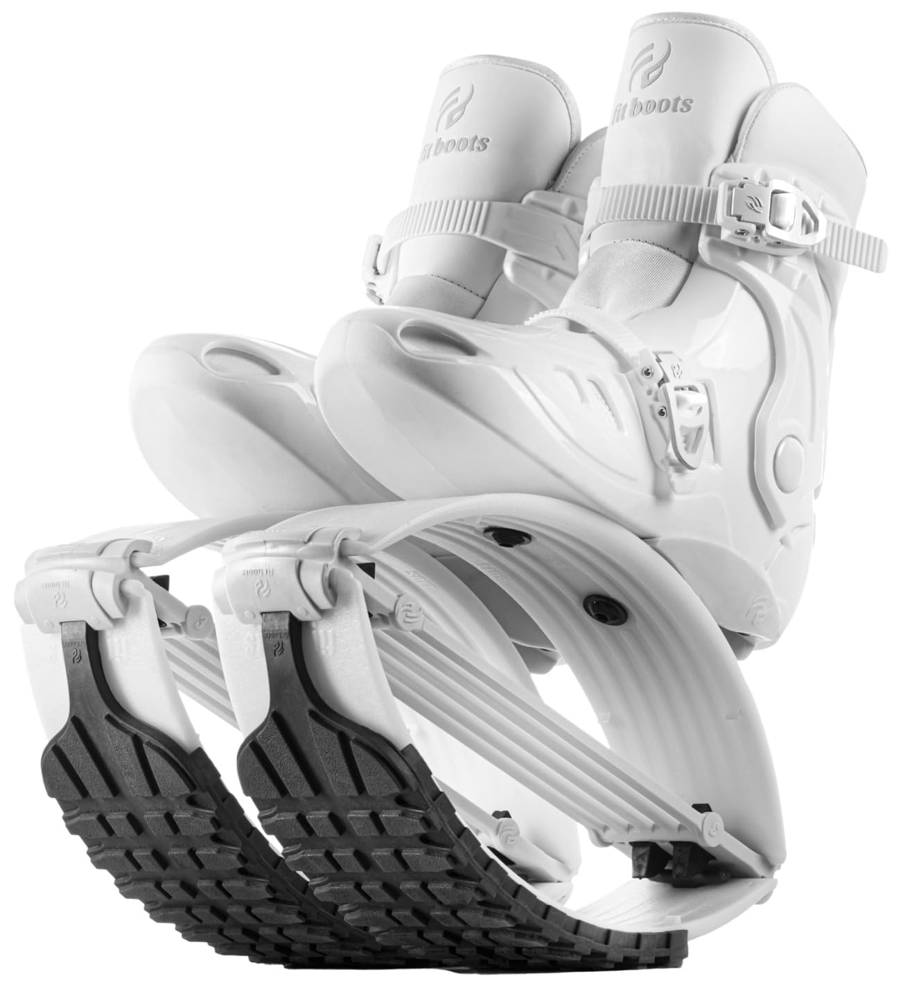 FIT BOOTS for Women Exercise - Premium Moon Shoes for Jumping, Kangaroo Shoes for Training, Cardio & Fun, Joint-Friendly, Rebounder Jumps Boots for Adults & Kids, Bouncy Workout (Women-White)