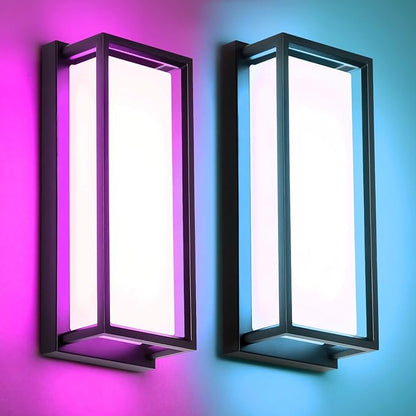 SHIMR Outdoor Wall Lights 2 Pack, 1500LM Smart Porch Lights RGBCW Exterior Light Fixture, Wi-Fi Control Color Changing Outdoor Lights IP65 Waterproof, Works with Alexa Google Assistant [ETL Listed]