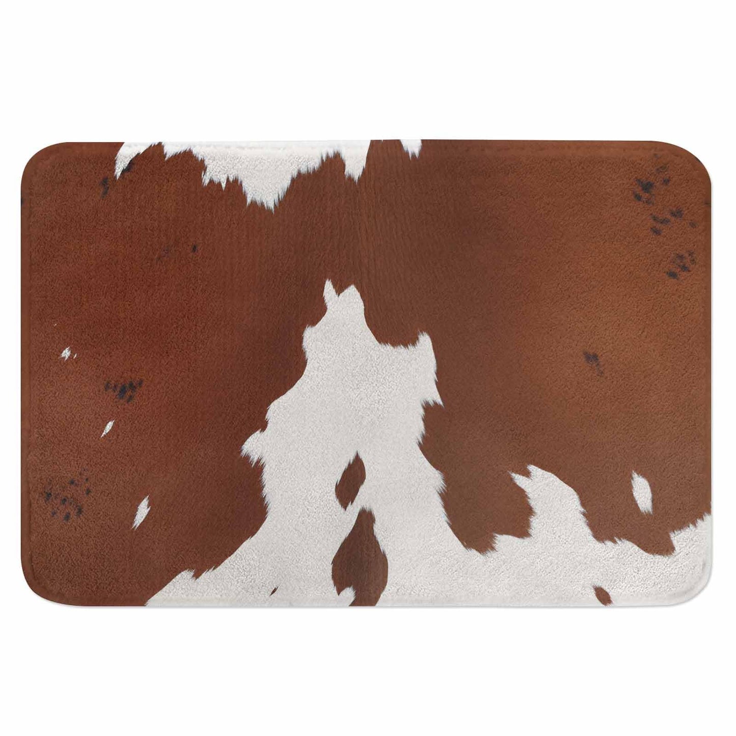Lungtao Cowhide Bath Mat for Bathroom Farm Animal Brown Cowhide Print Cow Bath Rugs Door Mat Non Slip Rubber Backed Bathroom Floor Mat for Bathtub Sink Shower 20"X32"