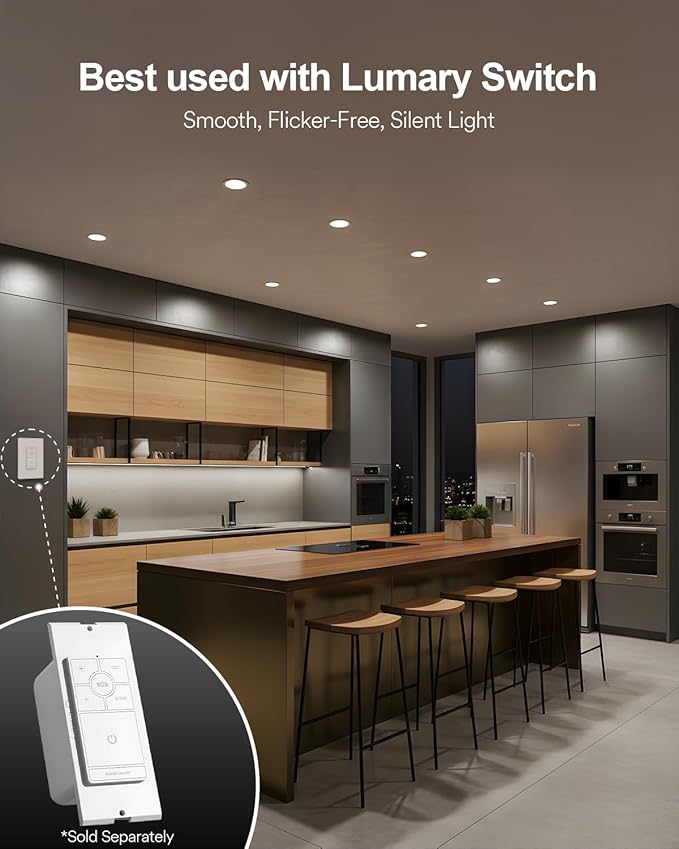 Lumary 4 Inch Ultra-Thin Smart Recessed Lighting, 9W 780LM RGBWW Smart Wafer Lights with Junction Box, Compatible with Alexa/Google Assistant/BT Remote, ETL Listed, 12 Pack