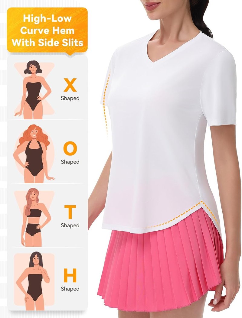 Women's SPF 50+ Short Sleeve Workout Shirts - Moisture-Wicking Quick Dry Athletic Tops | UPF Protection