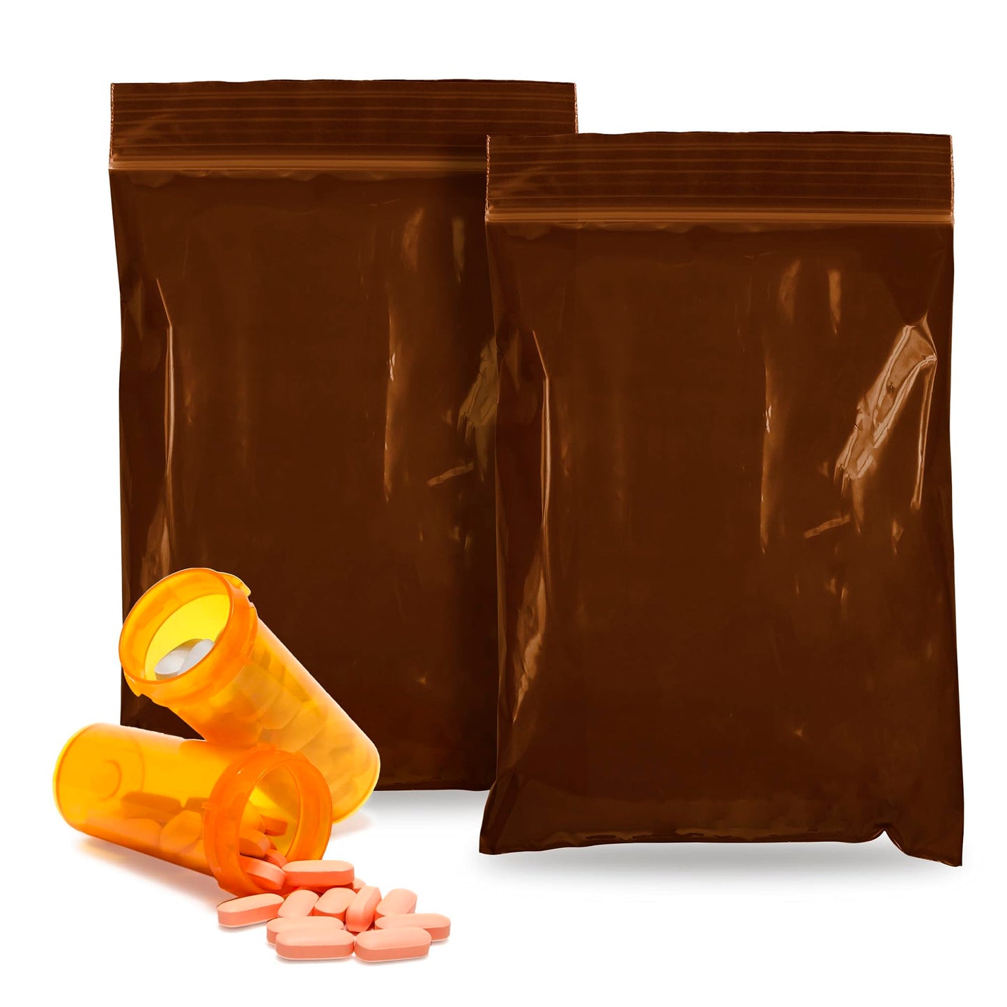 APQ Supply Storage Bags with Zipper, Amber 6 x 8 in, 3 Mil LDPE, Reclosable Zip Closure, Opaque Light-Reducing Poly Bags for Storage, Packaging and Shipping, 100 Count
