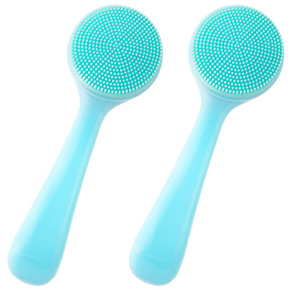 2 Pack Silicone Manual Facial Cleansing Brush, Skin Friendly Waterproof Face Cleaning Scrubber Exfoliator Cleanser for Blackheads Whiteheads Makeup Residues Removal- Blue & Pink