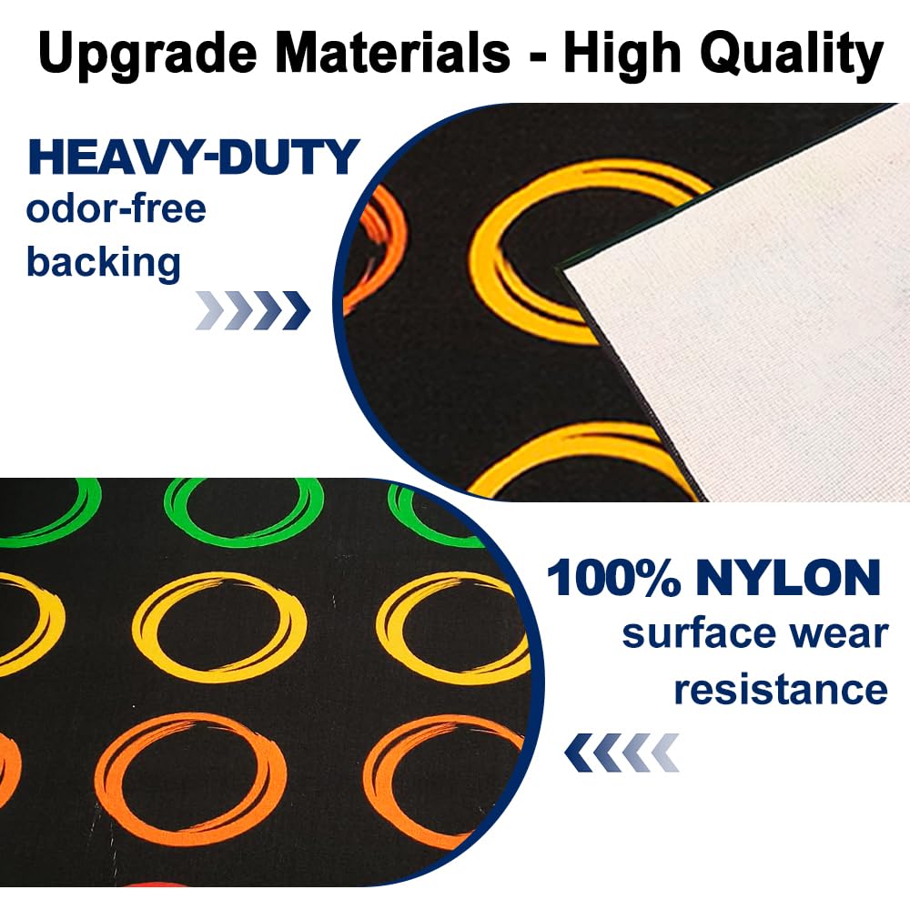 MAISONRINA Classroom Rugs Elementary with Colorful Circle, Large Classroom Rug for Preschool Nursery Daycare, Educational Kids Carpet for Kindergarten, 13'x7'7'' Playmat Seats 24(Black)