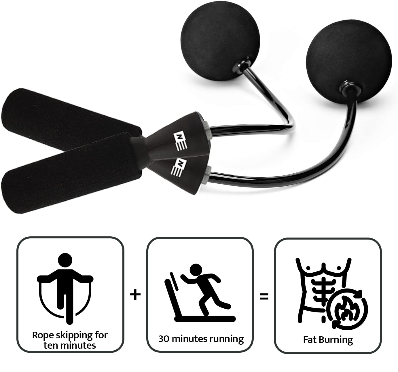 WOD Nation Weighted Ropeless Jump Rope for Men - Adjustable Cordless Jump Rope with Weighted Balls & Digital Counter - Calisthenics & Home Gym Fitness Equipment - Black, Silicone & EVA Handles