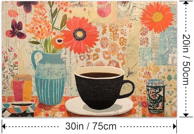 Yesad Vintage Coffee Art Print, Coffee Bar Décor Kitchen Art Canvas Wall Art Pictures Poster Prints Retro Décor Home Décor for Living Room Farmhouse Dining Room Wall Décor (Unframed,30”x20”, Coffee8)