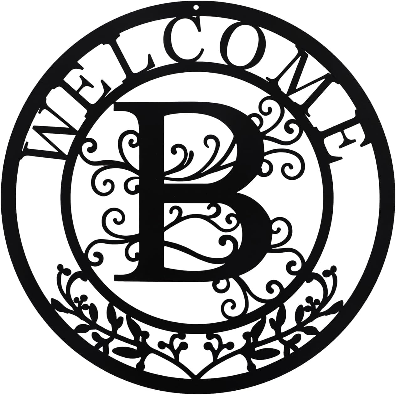 BVLFOOK Metal Wall Art, Letter B Monogram, Personalized Name Sign, Black Wall Decor, Custom Family Name, Welcome Plaque for Door Living Room Kitchen Dining Room Indoor Outdoor Decoration Christmas