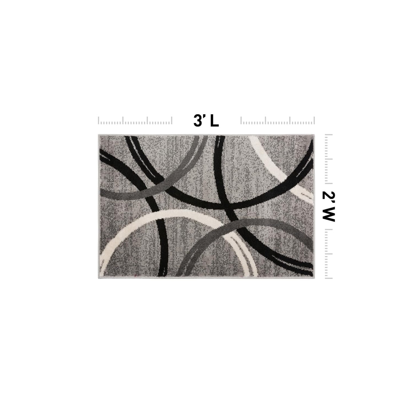Rugshop Wavy Circles Design Accent Rug, Carpet with Jute Backing for Entryway or Bathroom, Gray, 2' x 3'