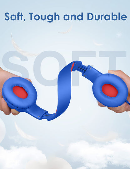 Nabevi Headphones for Kids for School, Kids Headphones with Microphone, Sharing Function, 85dB/94dB Safe Volume Limit, Over Ear Kid Headphone for School, On-line Study, Travel, Glaze Blue