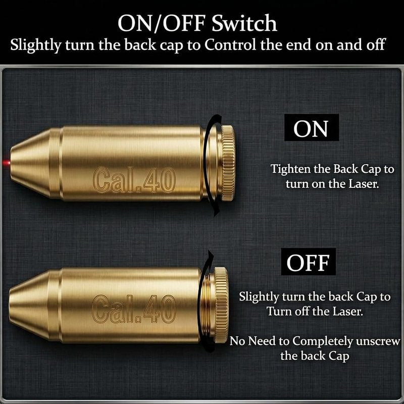 Tactical Red Laser Bore Sight Cal .40 Brass Boresighter Cartridge Red Dot (Will NOT Work with Smith and WES'S)