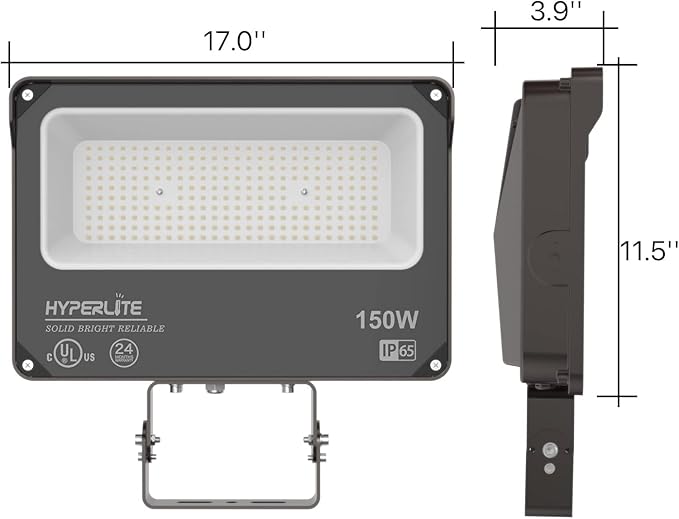 HYPERLITE LED Flood Light 150W 2 Pack 18000LM 5000K Daylight IP65 Waterproof Outdoor Floodlights UL Certified for Court,Garden,Warehouse