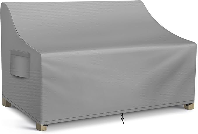 WLEAFJ Patio Sofa Cover Waterproof, Outdoor Loveseat Cover, Heavy Duty Deep Lounge Loveseat Cover, Large Lawn Patio Furniture Covers with Air Vent, 70’’ W x 38’’ D x 31’’ H, Grey