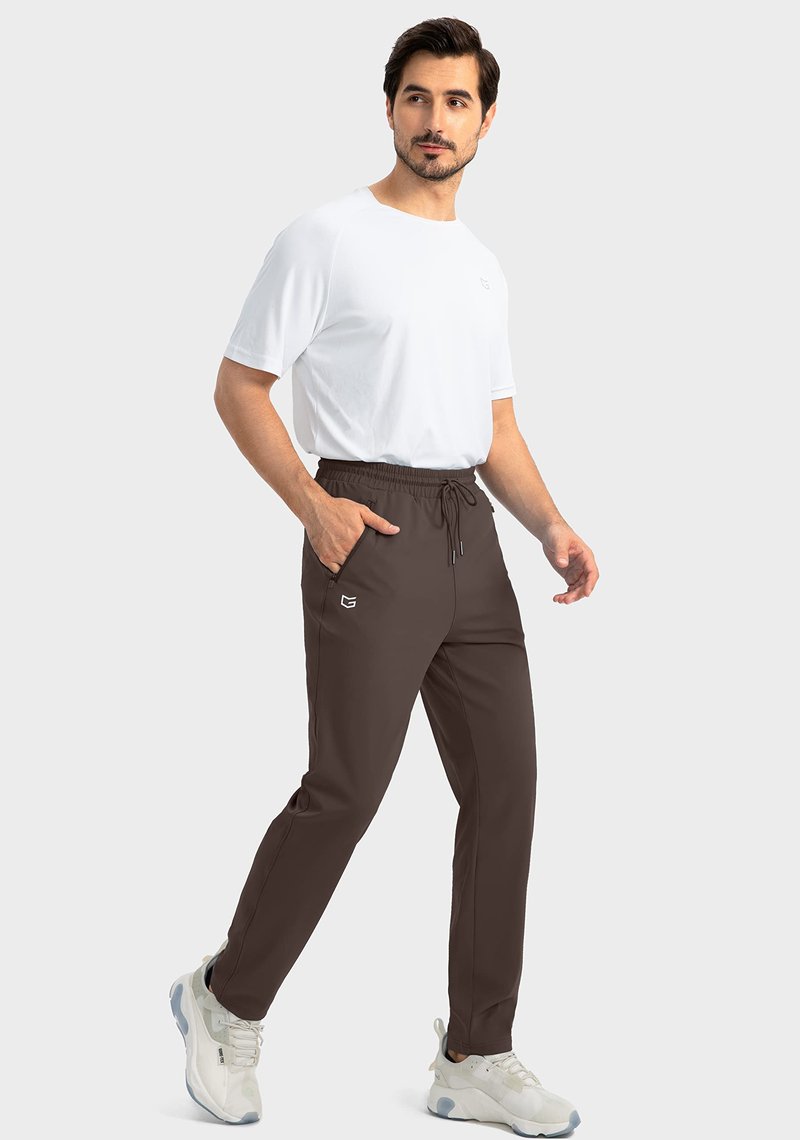 G Gradual Men's Sweatpants with Zipper Pockets Tapered Joggers for Men Athletic Pants for Workout, Jogging, Running (Brown, Medium)