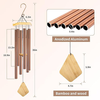 Wind Chimes Outdoor Large Deep Tone, 36 Inches WindChimes Outdoor Memorial Wind Chime for Mom/Housewarming/Christmas, Windchime for Outside Garden, Patio, Home Decor