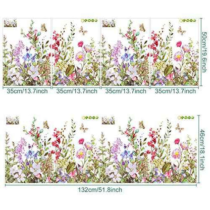 4 Pieces Flower Wall Stickers Decals Removable Vinyl Plants Wall Stickers Peel and Stick Wall Sticker for Baby Home Bedroom Living Room Home Decoration