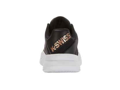 K-Swiss Women's Court Express Tennis Shoe, Black/White/Rosegold, 7 M