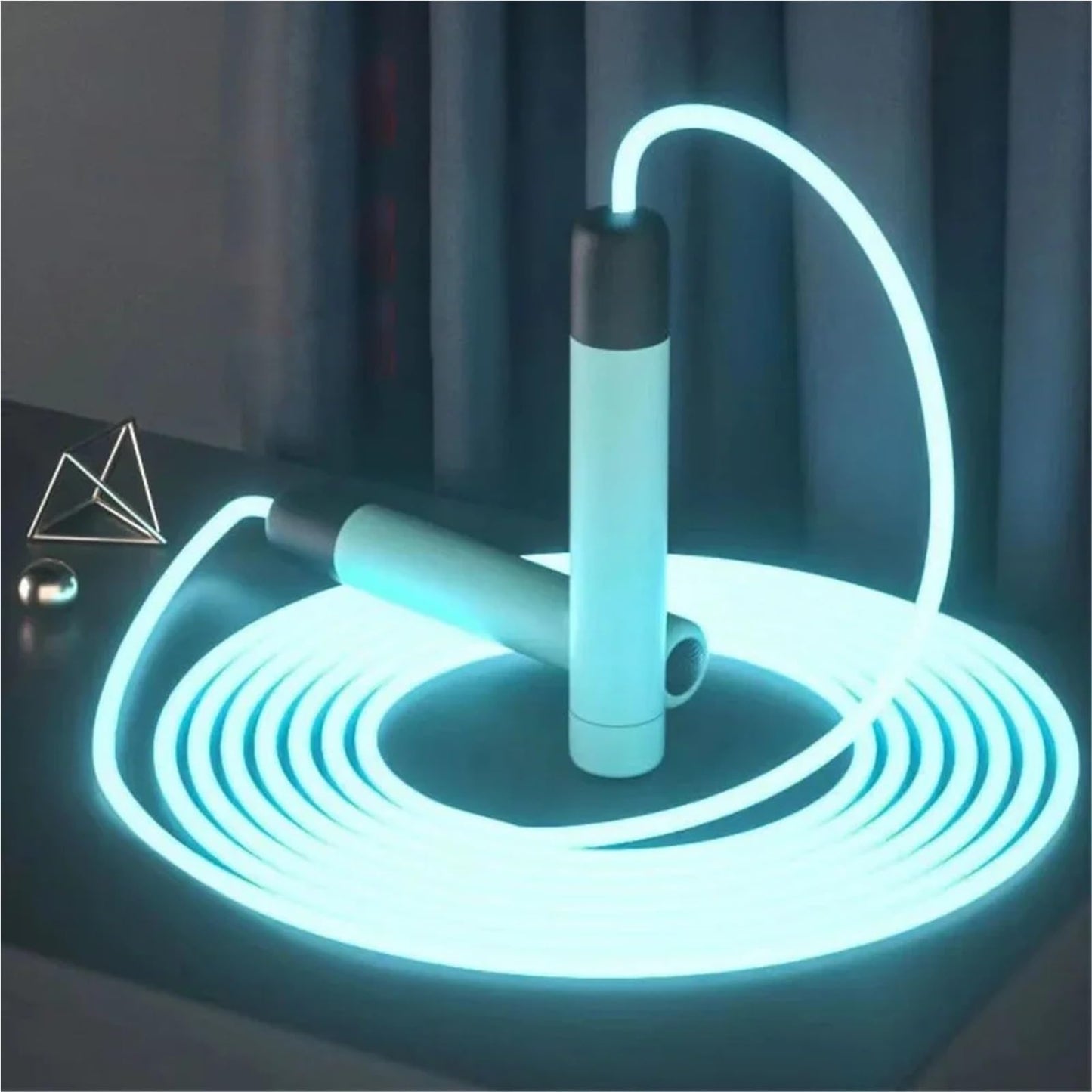 LED Night Glow Jump Ropes Glowing Skipping Rope for Adjustable Adults Portable Training Sports Fitness Equipment(Green)