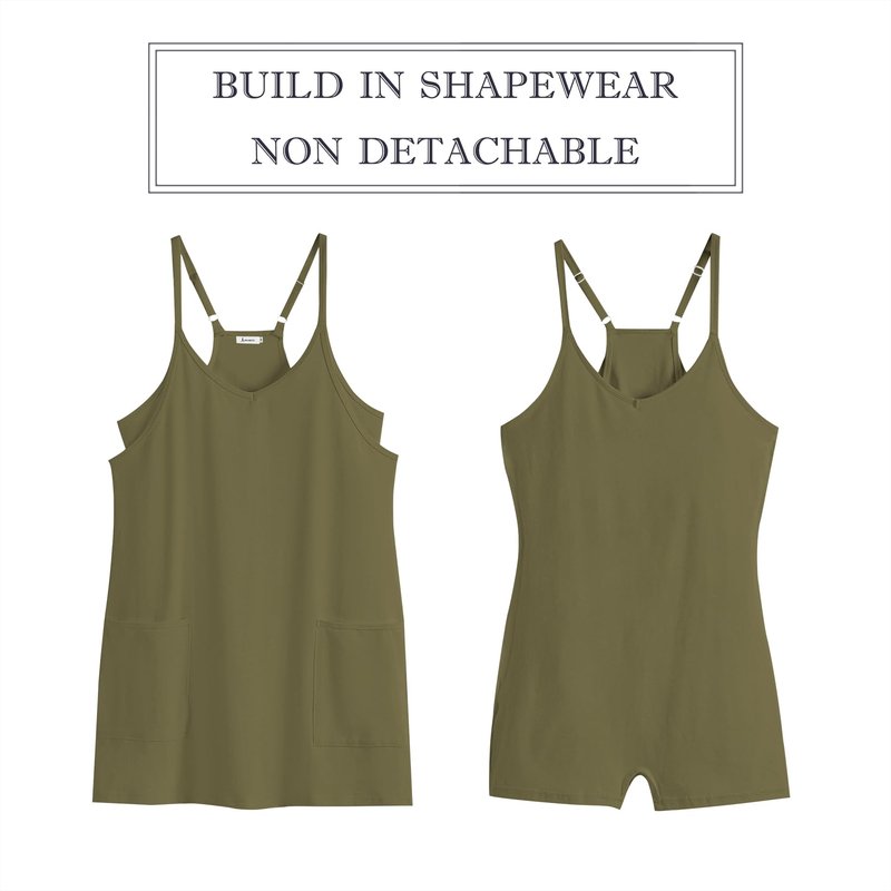 ANRABESS Women Athletic Dress Summer Tennis Workout Active Sports Mini Romper Dress Built in Shorts Travel Vacation Clothes Army Green X-Smal