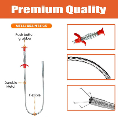 Drain Hair Clog Remover Tool – 24 Inch Flexible Steel Drain Cleaning Claw for Shower, Sink, Tub, Bathroom and Kitchen – Easy Hair Grabber for Clogged Drains, Plungers for Clearing Blocked Drains