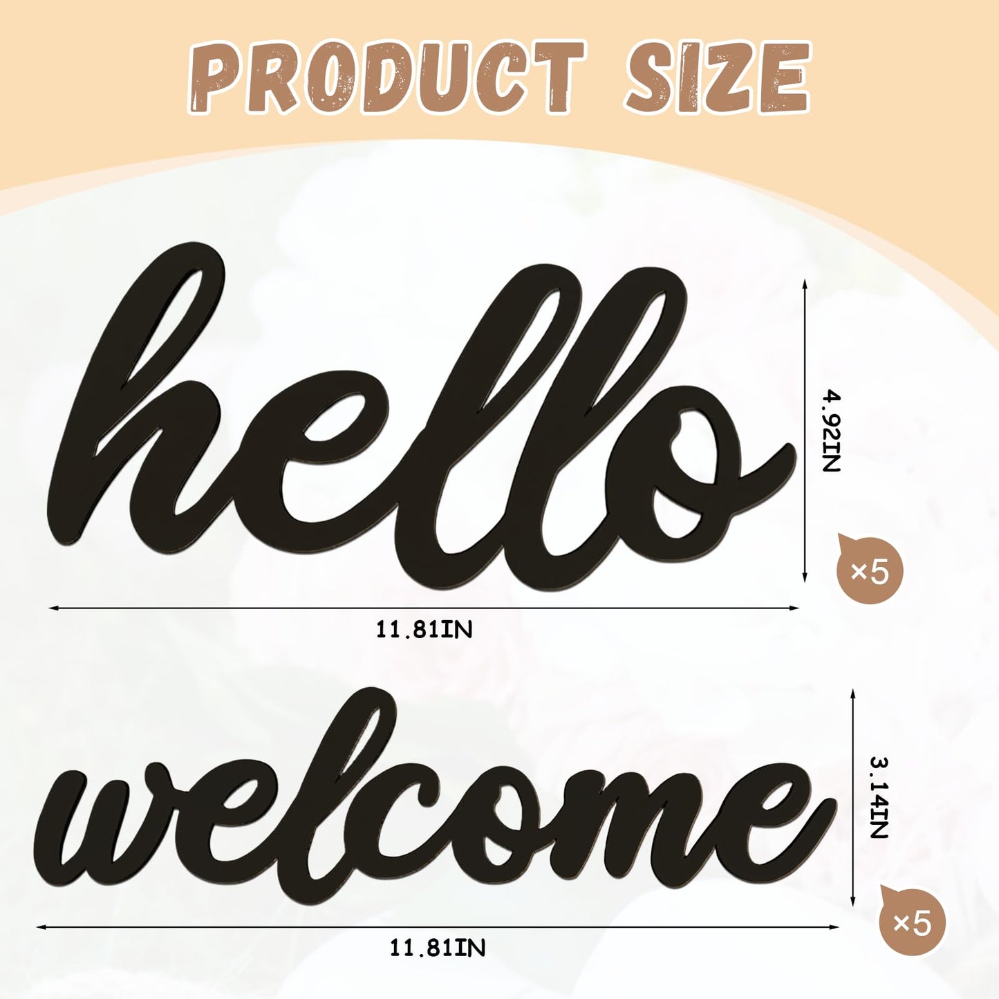 WOODOUNAI 10 Pcs Black Wooden Hello & Welcome Sign Wooden Cutout Letter Hello Welcome Sign for Wreath Crafts Decorative Word Signs for Door Wall Christmas Trees Home Decor (Black)