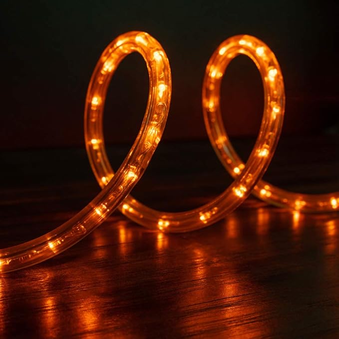 WYZworks 3312LEDs 300ft LED Outside Rope Lights, Outdoor ETL Certified Waterproof Permanent 360 Degree Flexible Bend & Light Emitting, Connectable, Christmas Palm Tree Exterior Landscape, Orange