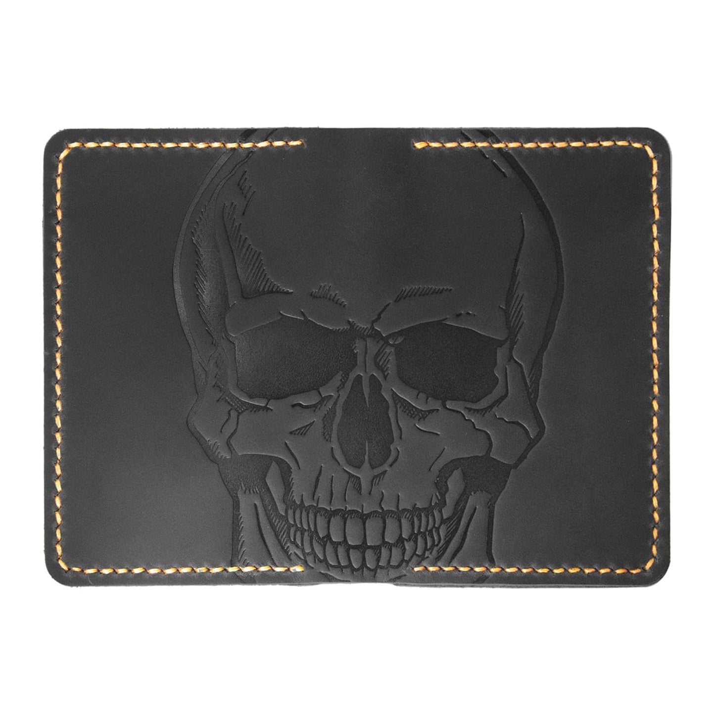 Turbosnail Leather for Men & Women Front Pocket Card Holder | Minimalist Wallet | Front Pocket Wallet | Leather Card Sleeve | Minimalist Handmade Card Holder (Style 1 (Skull and Bones))