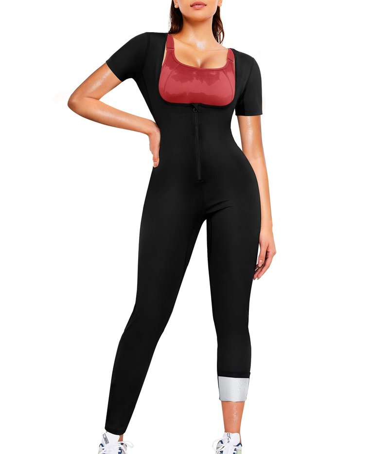 Junlan Sauna Suit Women - Waist Trainer for Women Belly Fat Sauna Shirt for Working Out(Black, 2X-Large)