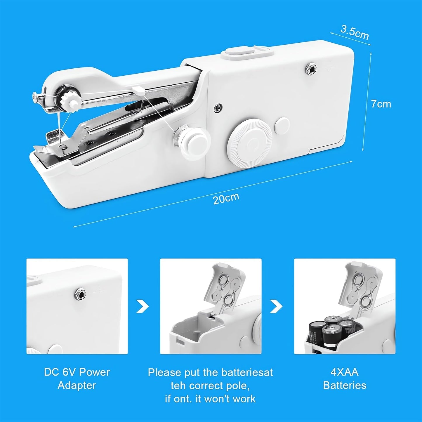 Portable Handheld Sewing Machine Kit Mini USB Electric Stitch Manual Hand Held Stitching Stapler Small Easy Sew Machine Beginners Travel Tiny Tailor Sewing Embroidery Tool Device Heavy Duty (Black)