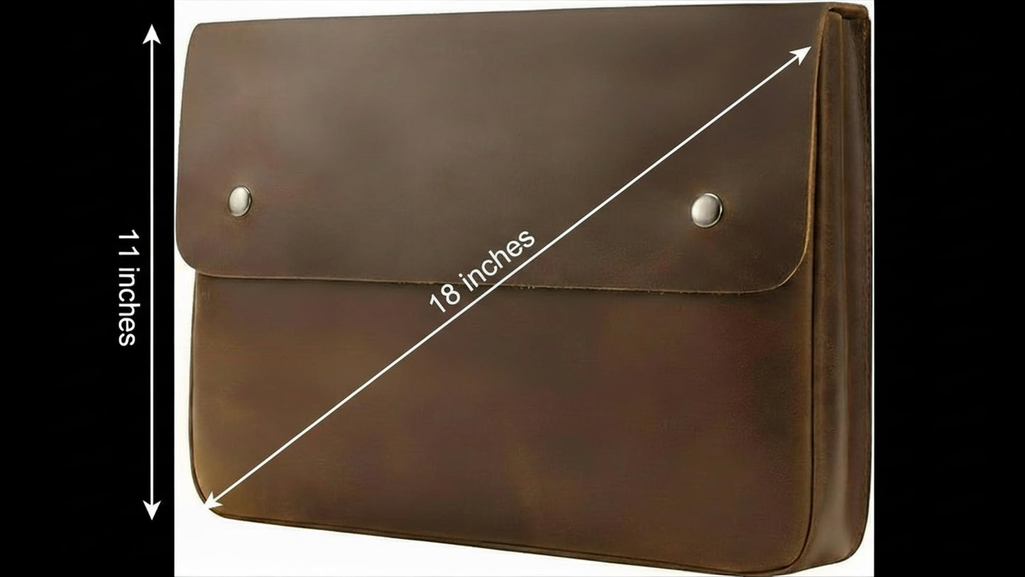 MILITARIA STUFFS Leather File Folder Organizer Document Holder, File Case, A5 Binder, Envelope Portfolio, Portfolio,Spacious Leather Folio Laptop Sleeve Case for 13" 14" 15" Laptops,Macbook & Tablets