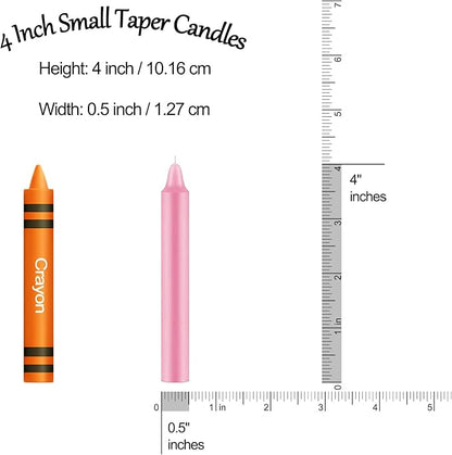 Tobeape – Set of 24 Pink Spell & Chime Candles – 4" Tall Unscented Mini Taper Candle for Witchcraft, Wiccan Altar, Magic Tools, Rituals, Prayer, Meditation and Party Decoration